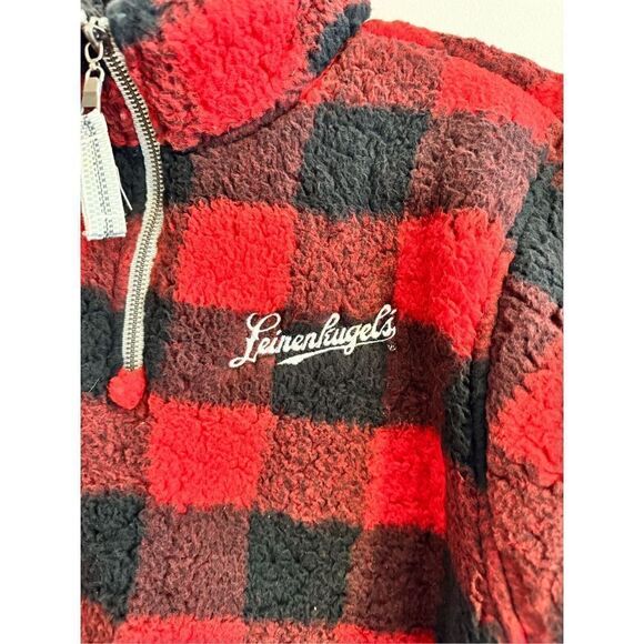 J. America Women’s Medium Leinenkugel Beer Promo Plaid 1/4 Zip Fleece Jacket Coa - Picture 2 of 7
